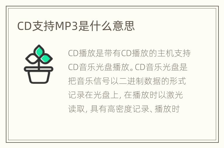 CD支持MP3是什么意思