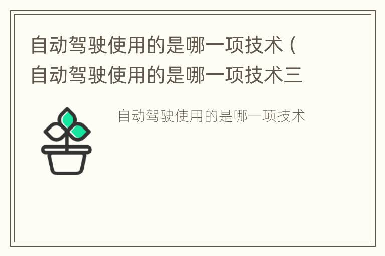 自动驾驶使用的是哪一项技术（自动驾驶使用的是哪一项技术三维打印,AI,IA,虚拟现实）