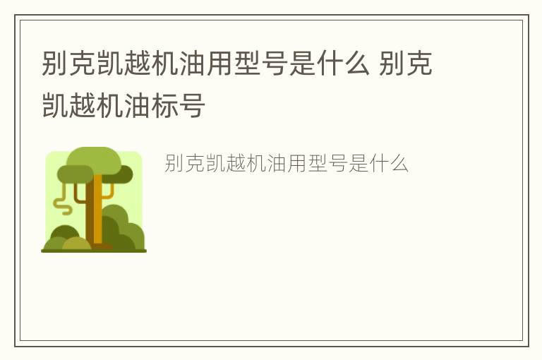 别克凯越机油用型号是什么 别克凯越机油标号