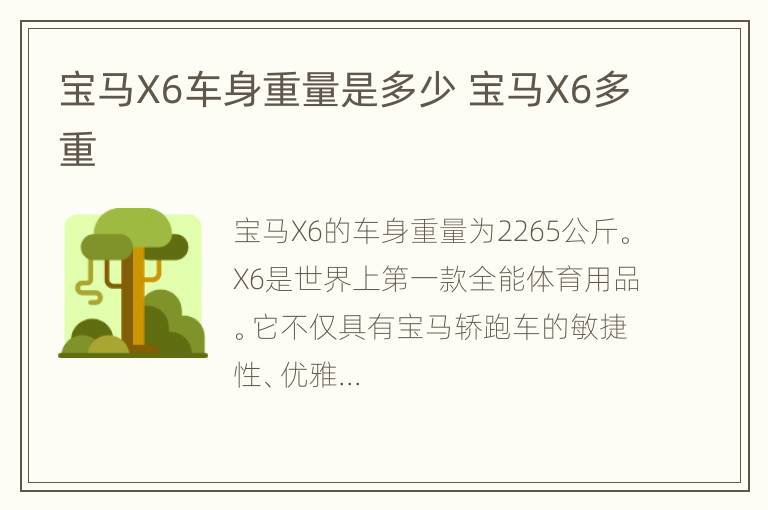 宝马X6车身重量是多少 宝马X6多重