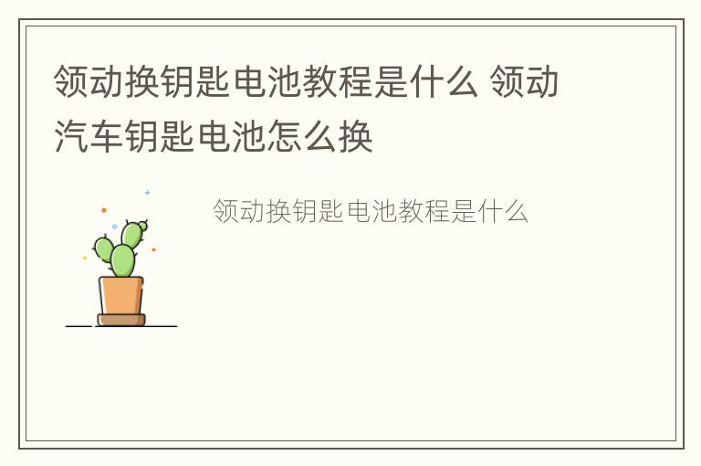 领动换钥匙电池教程是什么 领动汽车钥匙电池怎么换