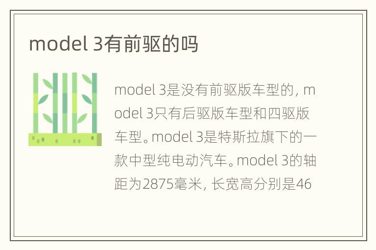 model 3有前驱的吗