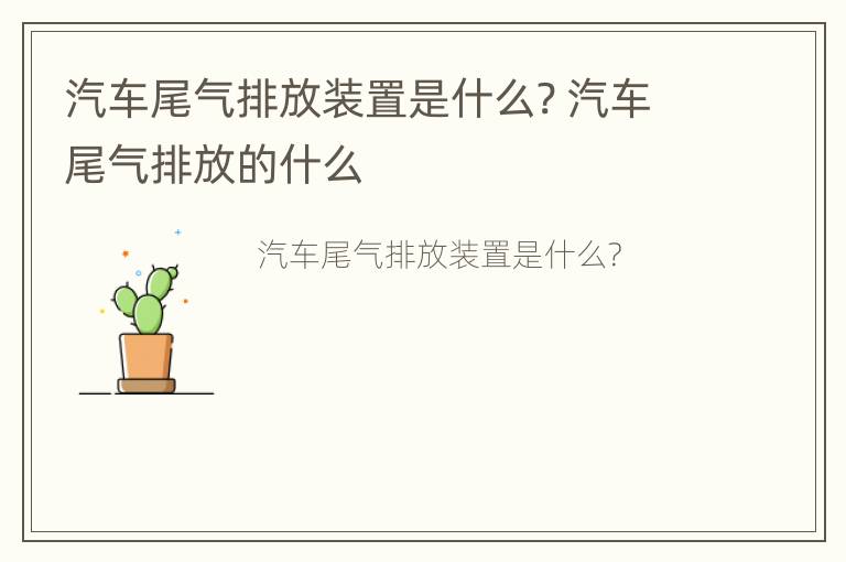 汽车尾气排放装置是什么? 汽车尾气排放的什么