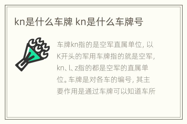 kn是什么车牌 kn是什么车牌号