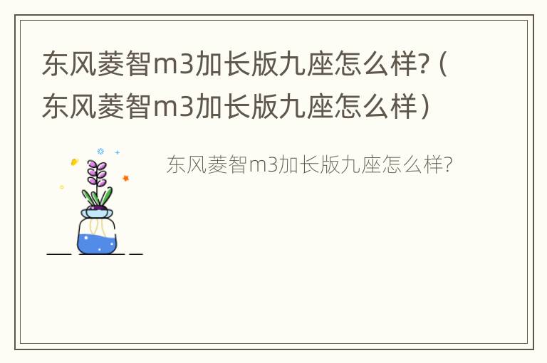 东风菱智m3加长版九座怎么样?（东风菱智m3加长版九座怎么样）