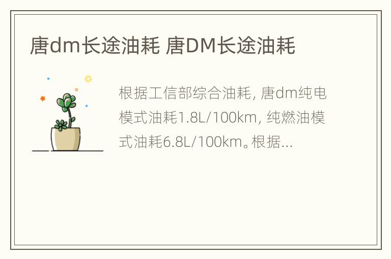 唐dm长途油耗 唐DM长途油耗