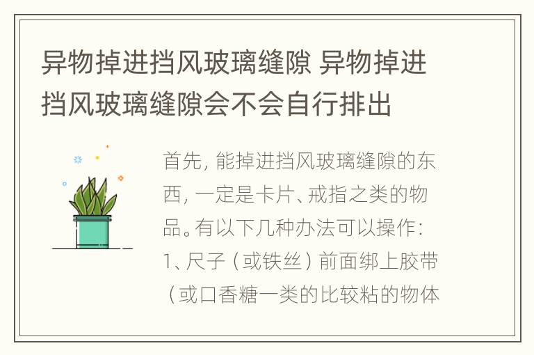 异物掉进挡风玻璃缝隙 异物掉进挡风玻璃缝隙会不会自行排出