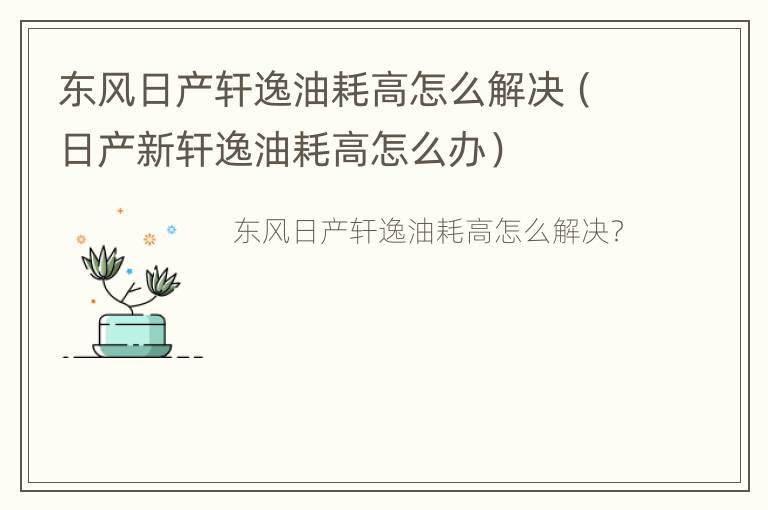 东风日产轩逸油耗高怎么解决（日产新轩逸油耗高怎么办）