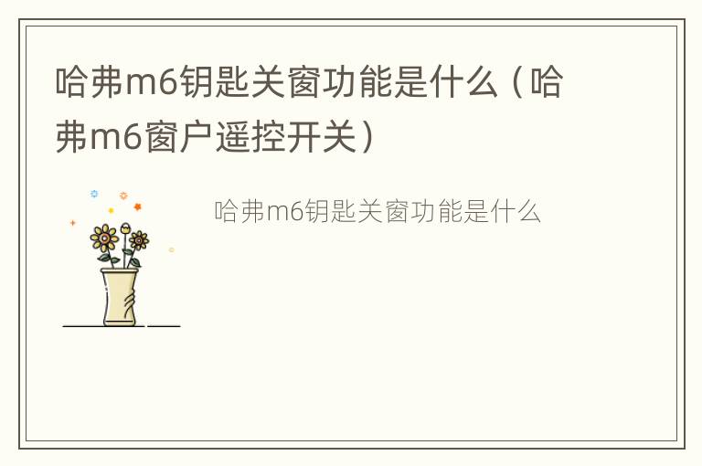 哈弗m6钥匙关窗功能是什么（哈弗m6窗户遥控开关）