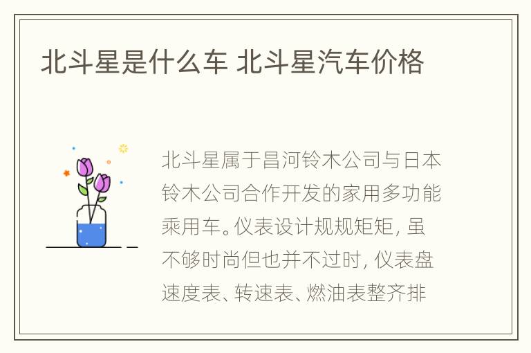 北斗星是什么车 北斗星汽车价格