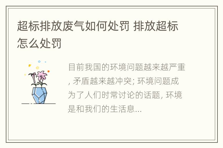 超标排放废气如何处罚 排放超标怎么处罚