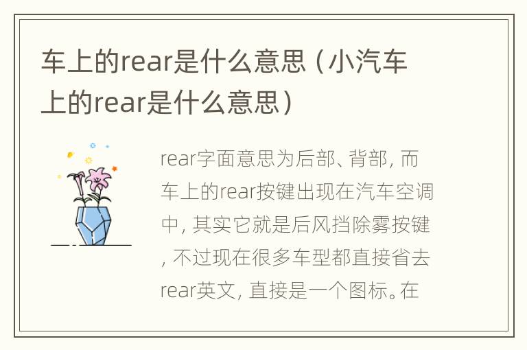 车上的rear是什么意思（小汽车上的rear是什么意思）