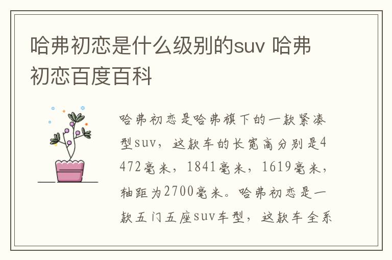 哈弗初恋是什么级别的suv 哈弗初恋百度百科