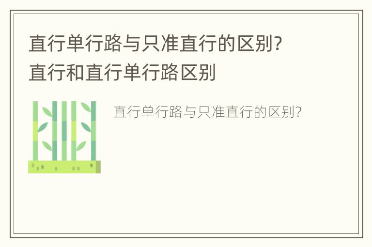 直行单行路与只准直行的区别? 直行和直行单行路区别