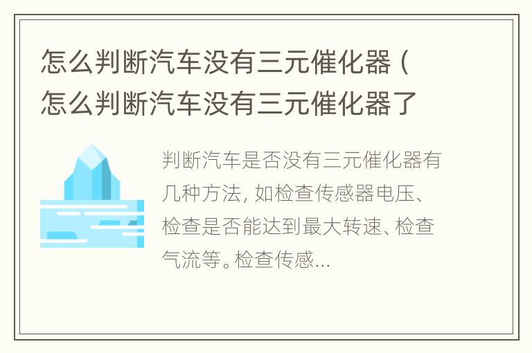 怎么判断汽车没有三元催化器（怎么判断汽车没有三元催化器了）