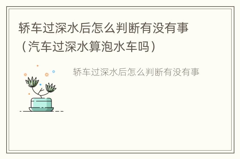 轿车过深水后怎么判断有没有事（汽车过深水算泡水车吗）