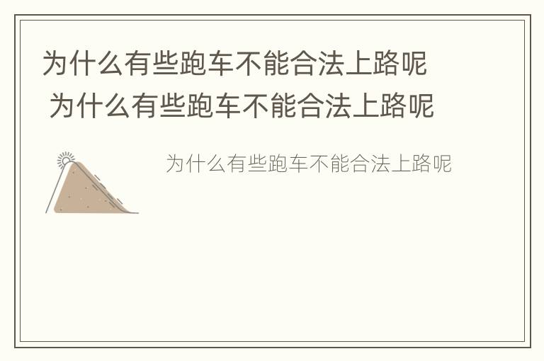 为什么有些跑车不能合法上路呢 为什么有些跑车不能合法上路呢