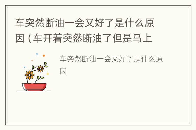 车突然断油一会又好了是什么原因（车开着突然断油了但是马上又好了）