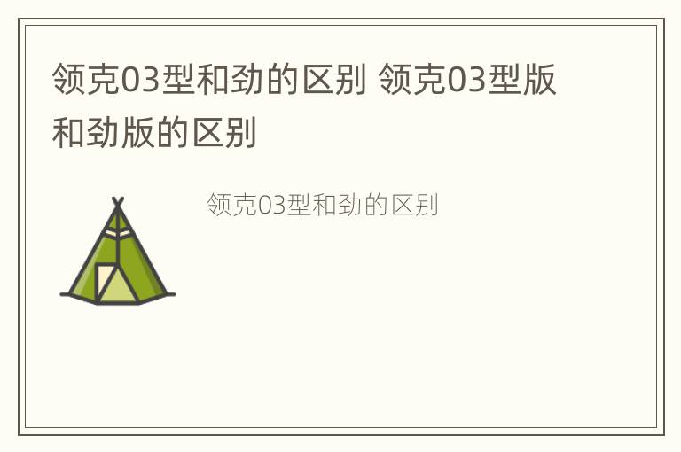 领克03型和劲的区别 领克03型版和劲版的区别