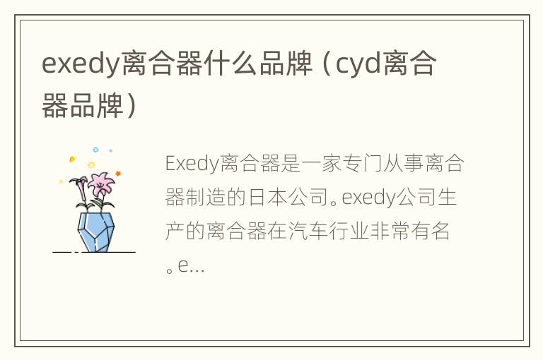 exedy离合器什么品牌（cyd离合器品牌）