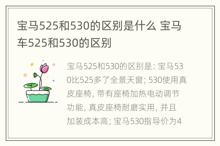 宝马525和530的区别是什么 宝马车525和530的区别