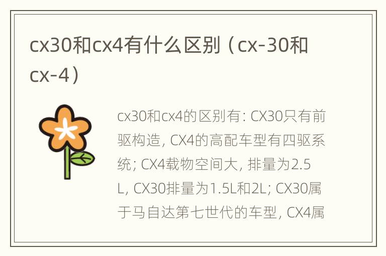 cx30和cx4有什么区别（cx-30和cx-4）