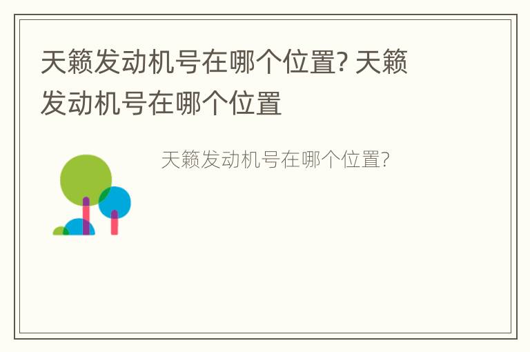 天籁发动机号在哪个位置? 天籁发动机号在哪个位置