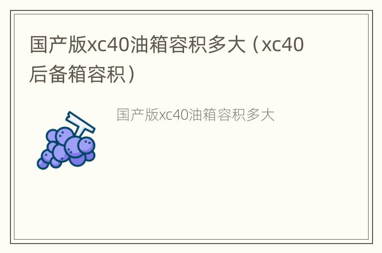 国产版xc40油箱容积多大（xc40后备箱容积）