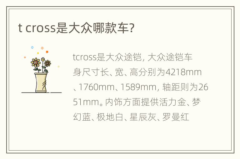 t cross是大众哪款车？