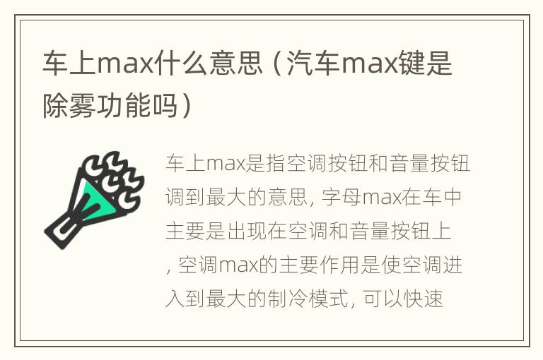 车上max什么意思（汽车max键是除雾功能吗）