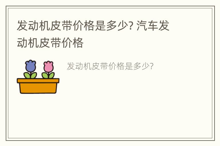 发动机皮带价格是多少? 汽车发动机皮带价格