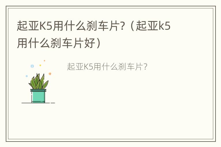 起亚K5用什么刹车片？（起亚k5用什么刹车片好）