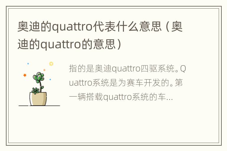 奥迪的quattro代表什么意思（奥迪的quattro的意思）