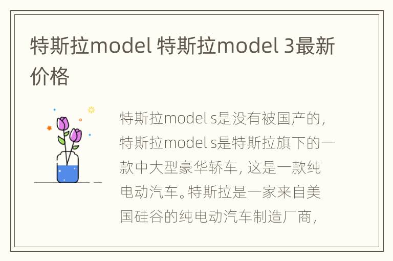 特斯拉model 特斯拉model 3最新价格