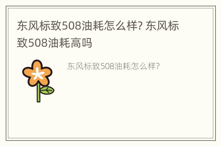 东风标致508油耗怎么样? 东风标致508油耗高吗