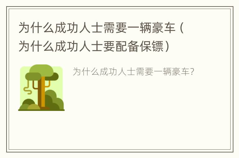 为什么成功人士需要一辆豪车（为什么成功人士要配备保镖）