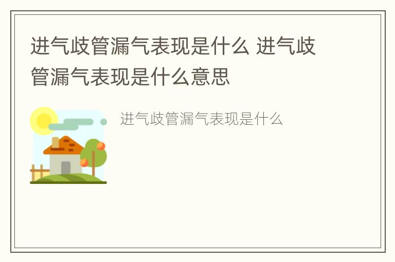 进气歧管漏气表现是什么 进气歧管漏气表现是什么意思