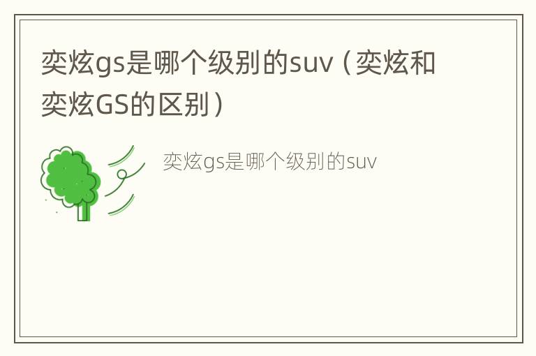 奕炫gs是哪个级别的suv（奕炫和奕炫GS的区别）