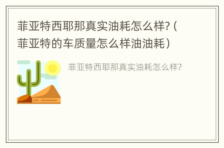 菲亚特西耶那真实油耗怎么样?（菲亚特的车质量怎么样油油耗）