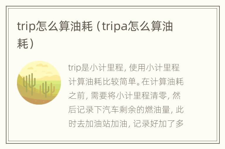 trip怎么算油耗（tripa怎么算油耗）