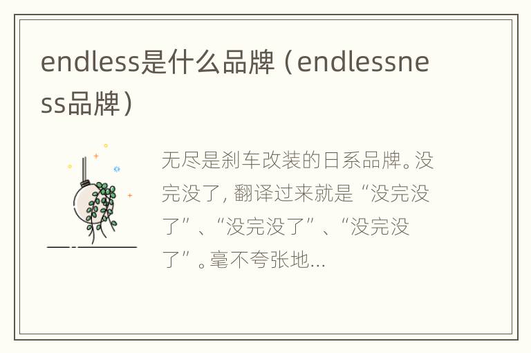 endless是什么品牌（endlessness品牌）