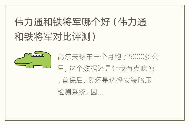 伟力通和铁将军哪个好（伟力通和铁将军对比评测）