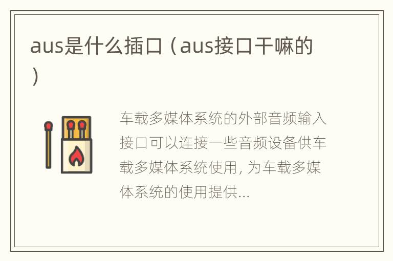 aus是什么插口（aus接口干嘛的）