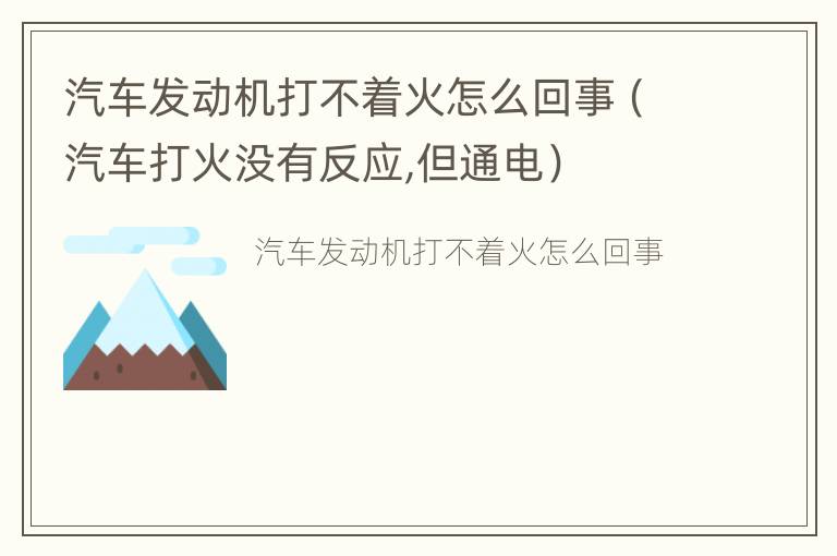 汽车发动机打不着火怎么回事（汽车打火没有反应,但通电）