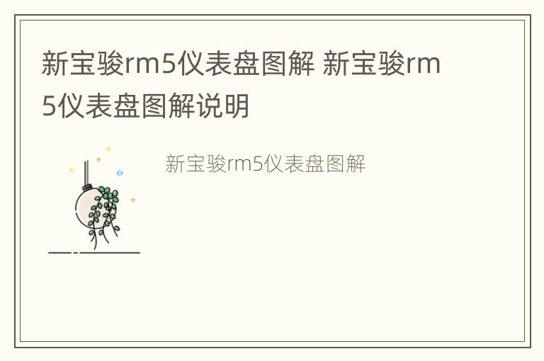 新宝骏rm5仪表盘图解 新宝骏rm5仪表盘图解说明