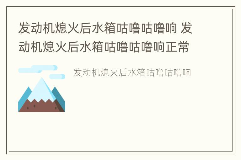 发动机熄火后水箱咕噜咕噜响 发动机熄火后水箱咕噜咕噜响正常吗