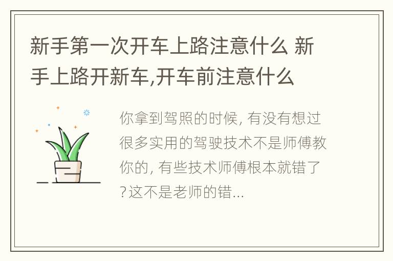 新手第一次开车上路注意什么 新手上路开新车,开车前注意什么