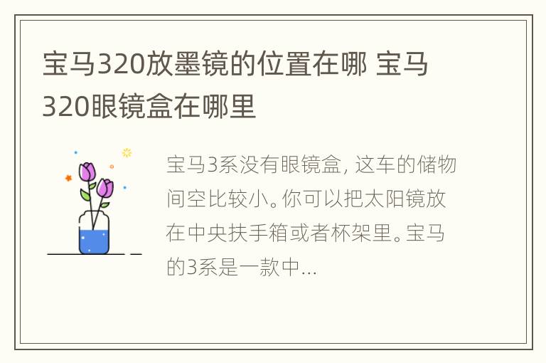 宝马320放墨镜的位置在哪 宝马320眼镜盒在哪里