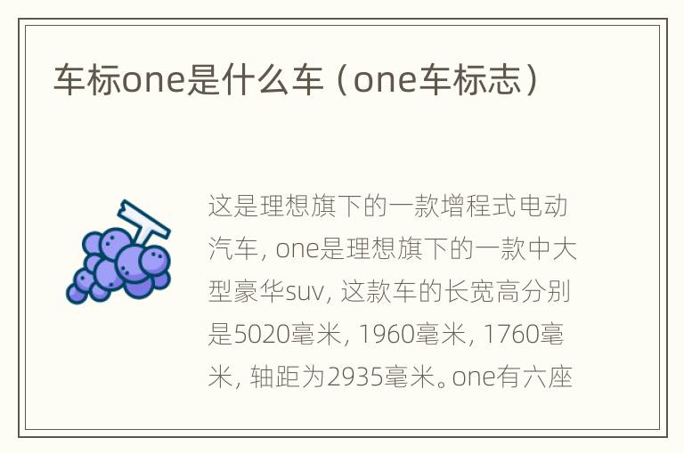 车标one是什么车（one车标志）