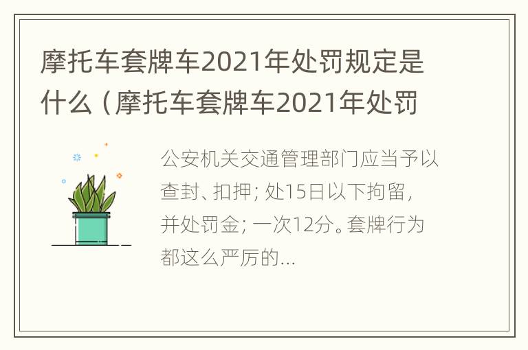 摩托车套牌车2021年处罚规定是什么（摩托车套牌车2021年处罚规定是什么样的）